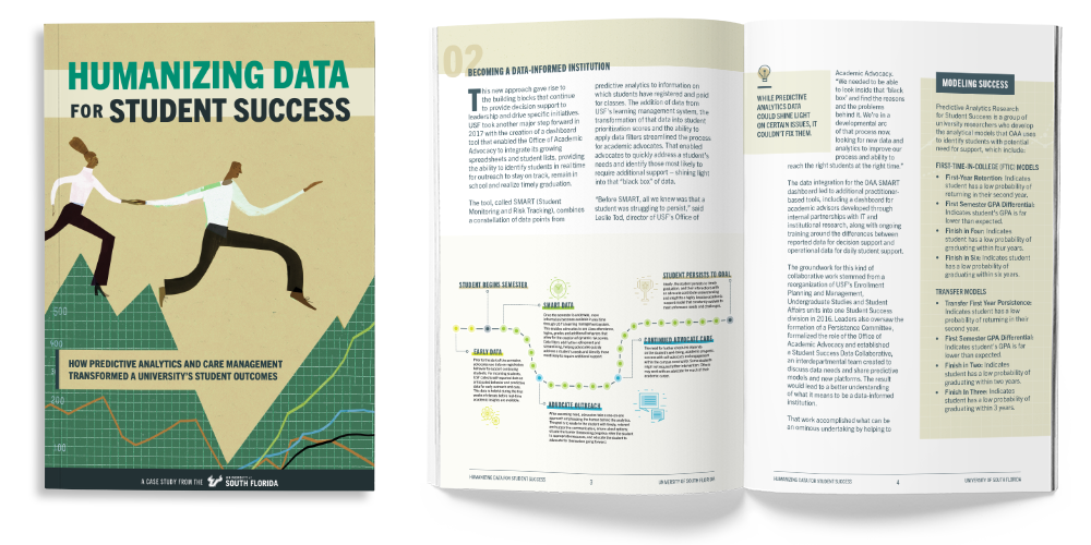 Closed and open case study with title "Humanizing Data for Student Success"